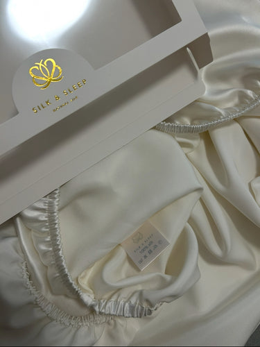 Šilkinė paklodė kūdikio lovelei | Dovana kūdikiui 25 momu | balta spalva SILK & SLEEP