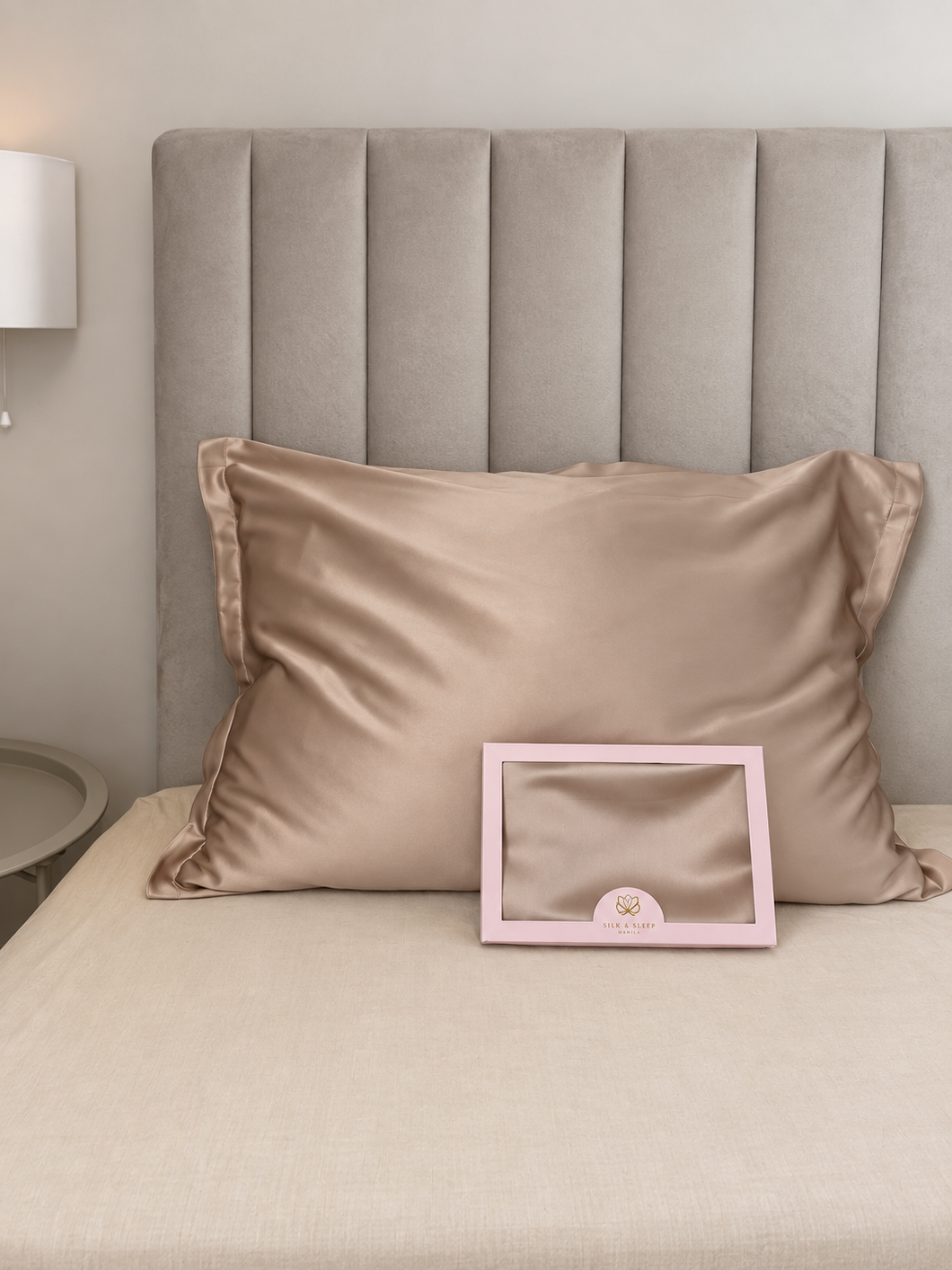 100% Mulberry silk pillowcase JANE  | Dark beige Oxford | 30 momme density Silk
